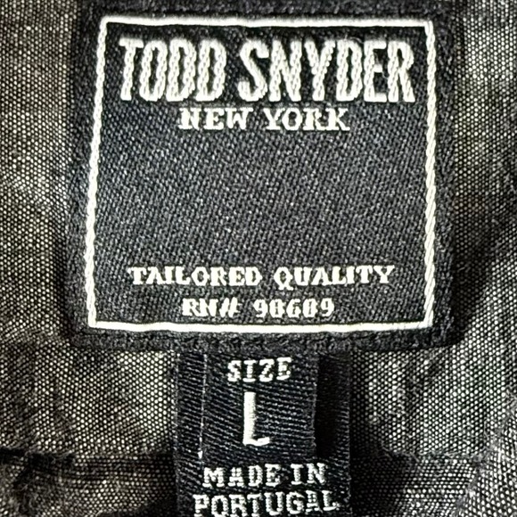 Todd Snyder Men's Large Chambray Button Down Shirt Long Sleeve Gray Cotton - Picture 5 of 7